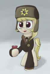 Size: 1000x1500 | Tagged: safe, artist:phidaazn, march gustysnows, pony, g4, coffee, female, hat, mare, necktab, snow, solo