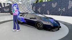 Size: 1079x606 | Tagged: safe, artist:forzaveteranenigma, screencap, princess luna, vice principal luna, equestria girls, g4, car, female, forza horizon, itasha, lamborghini, lamborghini murcielago, lamborghini murcielago lp670-4 sv, mare, solo