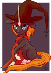Size: 1356x1929 | Tagged: safe, artist:overlord pony, oc, oc only, pony, unicorn, adoptable, cape, clothes, for sale, hat, inktober, witch, witch hat
