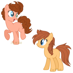 Size: 3000x3000 | Tagged: safe, artist:detoxx-retoxx, oc, oc only, earth pony, pony, female, heterochromia, high res, lightly watermarked, mare, offspring, parent:applejack, parent:caramel, parent:cheese sandwich, parent:pinkie pie, parents:carajack, parents:cheesepie, simple background, transparent background, watermark