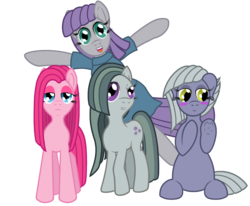 Size: 7800x6420 | Tagged: safe, alternate version, artist:fascismnotincluded, limestone pie, marble pie, maud pie, pinkie pie, earth pony, pony, g4, absurd resolution, blushing, clothes, frock coat, frog (hoof), personality swap, pinkamena diane pie, simple background, transparent background, underhoof, vector