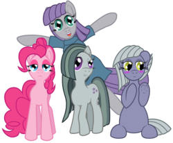 Size: 7800x6420 | Tagged: safe, alternate version, artist:fascismnotincluded, limestone pie, marble pie, maud pie, pinkie pie, earth pony, pony, g4, absurd resolution, blushing, clothes, frock coat, frog (hoof), personality swap, simple background, transparent background, underhoof, vector