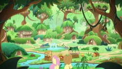 Size: 1920x1080 | Tagged: safe, screencap, applejack, fluttershy, pony, g4, sounds of silence, kirin village