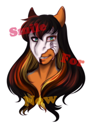 Size: 1397x1908 | Tagged: safe, artist:blackblood-queen, oc, oc only, oc:daniel dasher, dracony, hybrid, anthro, anthro oc, crying, fangs, looking at you, male, mask, simple background, slit pupils, smiling, solo, stallion, transparent background, we happy few