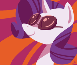 Size: 1900x1600 | Tagged: safe, artist:docwario, rarity, pony, unicorn, g4, abstract background, bust, female, horn, lineless, mare, portrait, raritober, smiling, solo, sunglasses