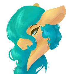Size: 3600x3600 | Tagged: safe, artist:cyanreef, oc, oc only, merpony, bust, female, floppy ears, hair over one eye, high res, lidded eyes, simple background, solo, transparent background
