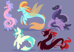 Size: 4273x2997 | Tagged: safe, artist:cyanreef, oc, hippocampus, merpony, sea pony, seapony (g4), angler seapony, colored pupils, fin wings, fins, headcanon, jewelry, lidded eyes, lineless, necklace, original race, pearl necklace, signature, simple background, wings