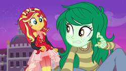 Size: 1920x1080 | Tagged: safe, screencap, sunset shimmer, wallflower blush, equestria girls, equestria girls specials, g4, my little pony equestria girls: better together, my little pony equestria girls: forgotten friendship, female, ponied up, super ponied up