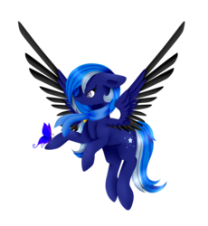 Size: 1024x1113 | Tagged: safe, artist:absolitedisaster08, oc, oc only, oc:midnight sketch, butterfly, pegasus, pony, female, mare, simple background, solo, transparent background