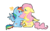 Size: 1024x640 | Tagged: safe, artist:piidorenko, fluttershy, rainbow dash, pegasus, pony, g4, blushing, chibi, cutie mark, female, lesbian, looking at each other, mare, ship:flutterdash, shipping, simple background, sitting, size difference, smoldash, spread wings, transparent background, wings