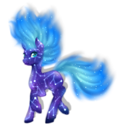 Size: 877x910 | Tagged: safe, artist:ayame-shiro, oc, oc only, earth pony, pony, constellation, flowing mane, galaxy, looking at you, simple background, solo, stars, transparent background