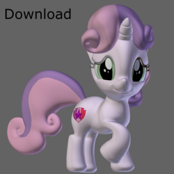Size: 680x680 | Tagged: safe, sweetie belle, pony, unicorn, g4, 3d, cutie mark, download, female, filly, model, the cmc's cutie marks