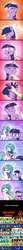 Size: 1654x17635 | Tagged: safe, artist:doublewbrothers, princess celestia, scootaloo, twilight sparkle, oc, alicorn, bat pony, changeling, dragon, earth pony, griffon, human, minotaur, pegasus, pony, seapony (g4), unicorn, g4, bandage, bow, clothes, comic, cute, cutelestia, derp, dialogue, eye contact, female, filly, foal, glasses, hair bow, heterochromia, leonine tail, looking at each other, mare, missing accessory, necktie, offscreen character, patreon, patreon logo, petting, pony simulator, scratching, tail, twiabetes, twilight sparkle (alicorn), we don't normally wear clothes