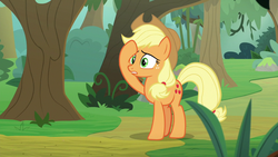 Size: 1280x720 | Tagged: safe, screencap, applejack, earth pony, pony, g4, sounds of silence, female, mare, solo