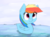 Size: 2193x1637 | Tagged: safe, artist:taurson, rainbow dash, bird, duck pony, original species, pegasus, pony, g4, adorawat, birb, cute, dashabetes, female, pegaduck, rainbow duck, smiling, solo, wat, water, what has science done