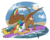 Size: 999x799 | Tagged: safe, artist:maxiima, oc, oc only, oc:rainbow feather, griffon, interspecies offspring, magical lesbian spawn, offspring, parent:gilda, parent:rainbow dash, parents:gildash, simple background, solo, sun, surfboard, surfing, transparent background, unbalanced, water