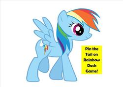 Size: 642x453 | Tagged: safe, rainbow dash, pony, g4, female, no tail, simple background, solo, text, white background