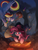 Size: 1807x2371 | Tagged: safe, artist:fluttersheeeee, pinkie pie, rainbow dash, earth pony, pegasus, pony, g4, bag, broom, candy, cauldron, clothes, duo, female, food, halloween, hat, holiday, mare, outdoors, smiling, tree, witch, witch hat