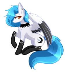 Size: 1327x1432 | Tagged: safe, artist:sugaryicecreammlp, oc, oc only, oc:nocturnal eclipse, pegasus, pony, base used, choker, female, mare, simple background, sitting, solo, transparent background, two toned wings
