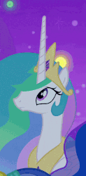 Size: 400x811 | Tagged: safe, screencap, princess celestia, princess luna, alicorn, pony, g4, school raze, animated, cropped, cute, cutelestia, female, frown, glowing horn, happy, horn, looking up, magic, mare, night, open mouth, royal guard, smiling, solo focus, sparkles