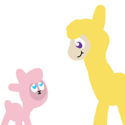 Size: 480x480 | Tagged: safe, artist:artdbait, paprika (tfh), pom (tfh), alpaca, lamb, sheep, them's fightin' herds, community related, doodle, fightin' doods, fluffy, size difference, smiling