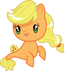 Size: 3000x3277 | Tagged: safe, artist:cloudy glow, applejack, seapony (g4), g4, blonde, chibi, cute, cutie mark crew, female, hatless, high res, jackabetes, missing accessory, seaponified, seapony applejack, simple background, solo, species swap, toy, transparent background