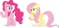 Size: 11912x5611 | Tagged: safe, artist:cirillaq, fluttershy, pinkie pie, pony, g4, absurd resolution, simple background, transparent background, vector