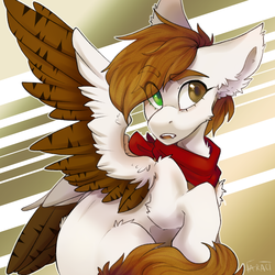 Size: 1500x1500 | Tagged: safe, artist:faract, oc, oc only, pegasus, pony, female, heterochromia, solo, two toned wings