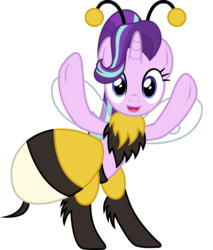 Size: 1020x1200 | Tagged: safe, artist:cloudy glow, starlight glimmer, bee, bumblebee, pony, unicorn, g4, animal costume, bee costume, blimmer, clothes, costume, female, mare, simple background, solo, transparent background