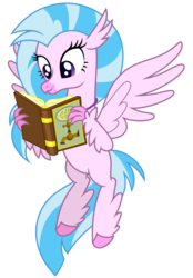 Size: 5707x8192 | Tagged: safe, artist:thatguy1945, silverstream, classical hippogriff, hippogriff, g4, season 8, what lies beneath, absurd resolution, book, cute, diastreamies, female, happy, reading, simple background, solo, that hippogriff sure does love indoor plumbing, transparent background, vector