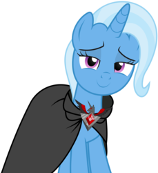 Size: 8310x9073 | Tagged: safe, artist:scarletlightning565, trixie, pony, g4, magic duel, absurd resolution, alicorn amulet, cloak, clothes, female, lidded eyes, simple background, smiling, smug, solo, transparent background, vector