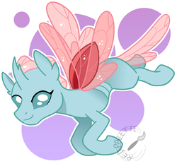 Size: 1300x1221 | Tagged: safe, artist:redpalette, ocellus, changedling, changeling, g4, abstract background, cute, diaocelles, female, flying, simple background, solo, spread wings, wings