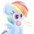 Size: 1000x1000 | Tagged: safe, artist:lbrcloud, rainbow dash, pegasus, pony, g4, cute, dashabetes, dialogue, diet, donut, female, food, mouth hold, simple background, solo, white background