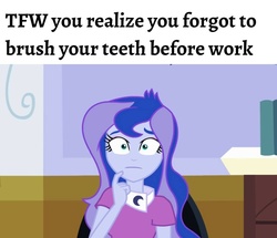 Size: 1080x930 | Tagged: safe, edit, edited screencap, editor:apex soundwave, screencap, princess luna, vice principal luna, equestria girls, g4, female, image macro, luna's office, no makeup edit, oops, solo, text