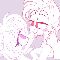 Size: 2000x2000 | Tagged: safe, artist:jen-neigh, oc, oc only, oc:jen-neigh, blushing, couple, female, high res, hoof hold, lidded eyes, male, straight