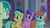 Size: 1920x1080 | Tagged: safe, screencap, berry bliss, citrine spark, peppermint goldylinks, sandbar, earth pony, pegasus, pony, unicorn, g4, school raze, background pony, blissabetes, bow, cute, female, friendship student, hair bow, hair bun, male, mare, peppermint adoralinks, quackerdorable, teenager