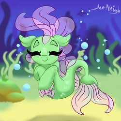 Size: 2000x2000 | Tagged: safe, artist:jen-neigh, oc, oc only, merpony, bubble, female, high res, solo, underwater