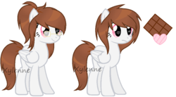 Size: 1022x566 | Tagged: safe, artist:xylenneisnotamazing, oc, oc only, oc:chocolate hearts, pegasus, pony, female, mare, reference sheet, simple background, solo, transparent background