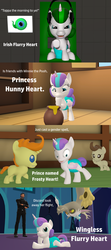 Size: 1920x4320 | Tagged: safe, artist:red4567, discord, pound cake, princess flurry heart, pumpkin cake, alicorn, pony, unicorn, comic:princess punny heart 2, g4, 3d, baby, cheese cake, colt, comic, diaper, female, female to male, filly, food, funny, funny as hell, green hair, honey, irish, jacksepticeye, m.a. larson, m.a. larson is not amused, male, prince blizzard heart, prince frosty heart, race swap, rule 63, source filmmaker, species swap, transformation, transgender transformation, unicorn flurry heart, wingless, winnie the pooh