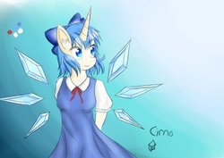 Size: 1200x848 | Tagged: safe, anthro, cirno, crossover, ponified, solo, touhou