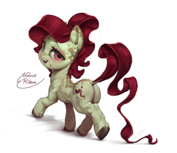 Size: 1080x933 | Tagged: safe, artist:assasinmonkey, oc, oc only, oc:velvet ribbon, earth pony, pony, butt, coat markings, dappled, dock, eyeshadow, female, lidded eyes, looking at you, looking back, makeup, mare, muscles, muscular female, open mouth, plot, raised tail, simple background, smiling, solo, tail, text, white background