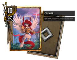 Size: 820x640 | Tagged: safe, artist:pennywise33, artist:yakovlev-vad, edit, oc, pegasus, pony, card game, ccg, magic, pony gwent, spear, spread wings, symbol, the witcher, the witcher 3, trading card, trading card edit, weapon, wings