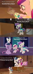 Size: 1920x4320 | Tagged: safe, artist:red4567, princess cadance, princess flurry heart, shining armor, twilight sparkle, alicorn, pony, unicorn, comic:princess punny heart 2, g4, 3d, age regression, avengers: infinity war, baby, baby cadance, baby pony, babying armor, babylight sparkle, cart, colt, colt shining armor, comic, diaper, disappearing, disintegration, female, filly, filly cadance, filly twilight sparkle, funny, funny as hell, hilarious in hindsight, i don't feel so good, implied death, male, pacifier, pun, source filmmaker, spoilers for another series, surrey, table, varnish, younger