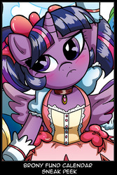 Size: 400x600 | Tagged: safe, artist:marybellamy, twilight sparkle, alicorn, pony, semi-anthro, g4, arm hooves, blushing, bow, clothes, cosplay, costume, dress, female, madoka kaname, magical girl, preview, puella magi madoka magica, solo, twilight sparkle (alicorn)