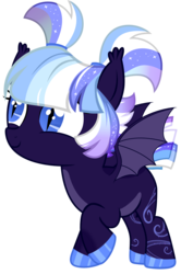 Size: 1940x2913 | Tagged: safe, artist:sonofaskywalker, oc, oc only, oc:halo, bat pony, pony, bat pony oc, cloven hooves, commission, cute, female, filly, show accurate, simple background, solo, transparent background, younger