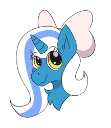 Size: 833x958 | Tagged: safe, artist:summertimerecord, oc, oc only, oc:fleurbelle, alicorn, pony, alicorn oc, blushing, bow, bust, female, hair bow, head, simple background, solo, transparent background
