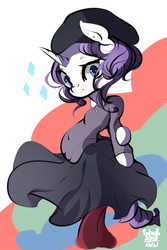 Size: 600x900 | Tagged: safe, artist:tohupo, rarity, pony, unicorn, g4, clothes, female, hat, looking at you, skirt, socks, solo