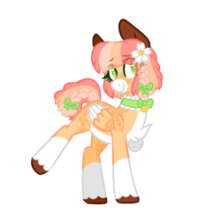 Size: 452x506 | Tagged: safe, artist:dreamyeevee, oc, oc only, oc:baby cakes, pony, bell, flower, flower in hair, simple background, solo, transparent background