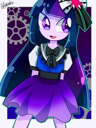 Size: 900x1200 | Tagged: safe, artist:yuyutsuka_0130, twilight sparkle, equestria girls, g4, clothes, cute, female, no nose, skirt, solo