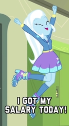 Size: 468x848 | Tagged: safe, edit, edited screencap, screencap, trixie, equestria girls, equestria girls series, forgotten friendship, g4, cute, diatrixes, female, happy, jumping, reaction image, solo, this will end in joy